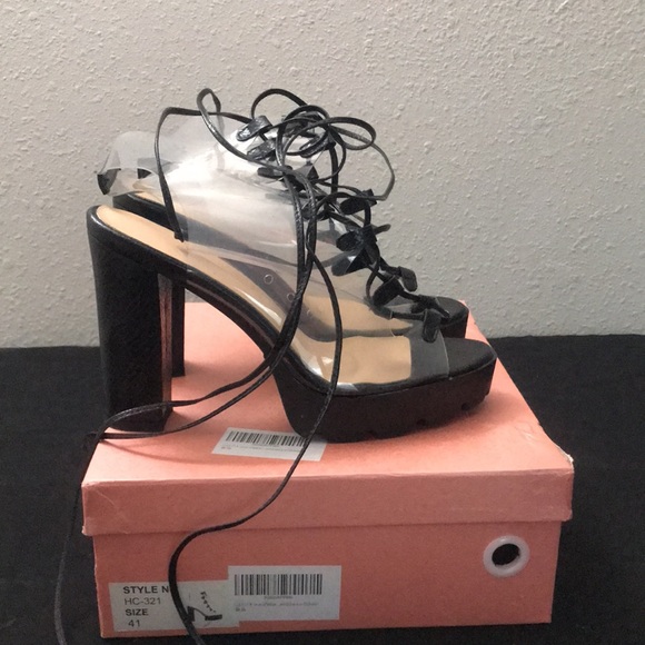 Platform Clear and Black Heels size10 - Picture 7 of 9